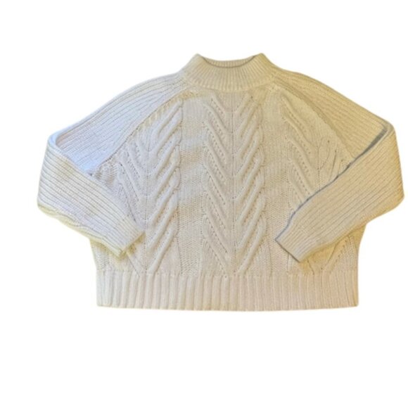 J. Crew White Chunky Cotton Cable Knit Mock Neck Sweater XXS - Picture 12 of 12